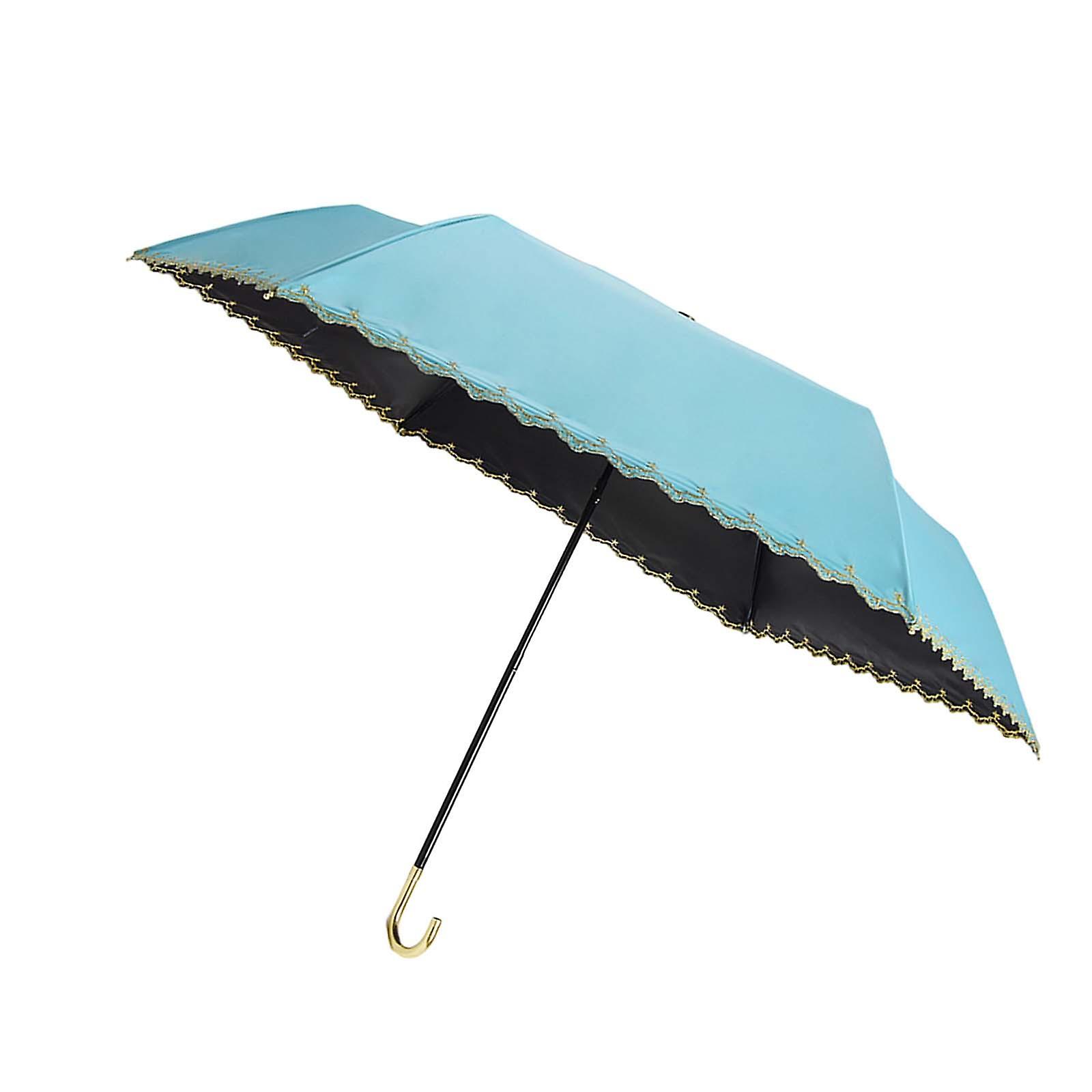 Folding Umbrella Waterproof Windproof Umbrellas For Trips Backpacking Hiking Blue