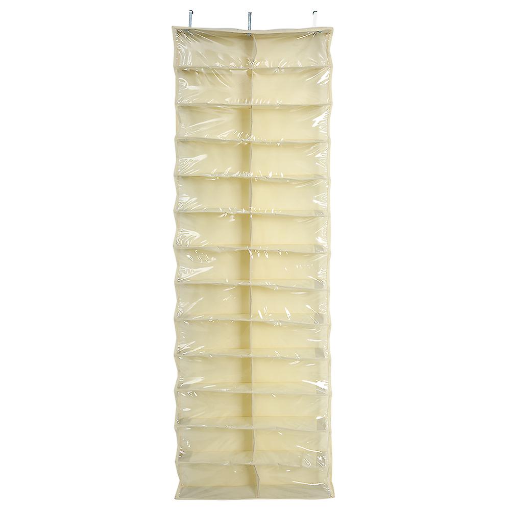 26 Pockets Folding Hanging Door Closet Storage Bag Shoes Organizer Beige