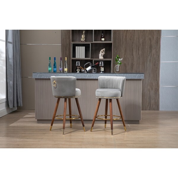 Set of 2 Solid Wood Legs Counter Height Bar Stools