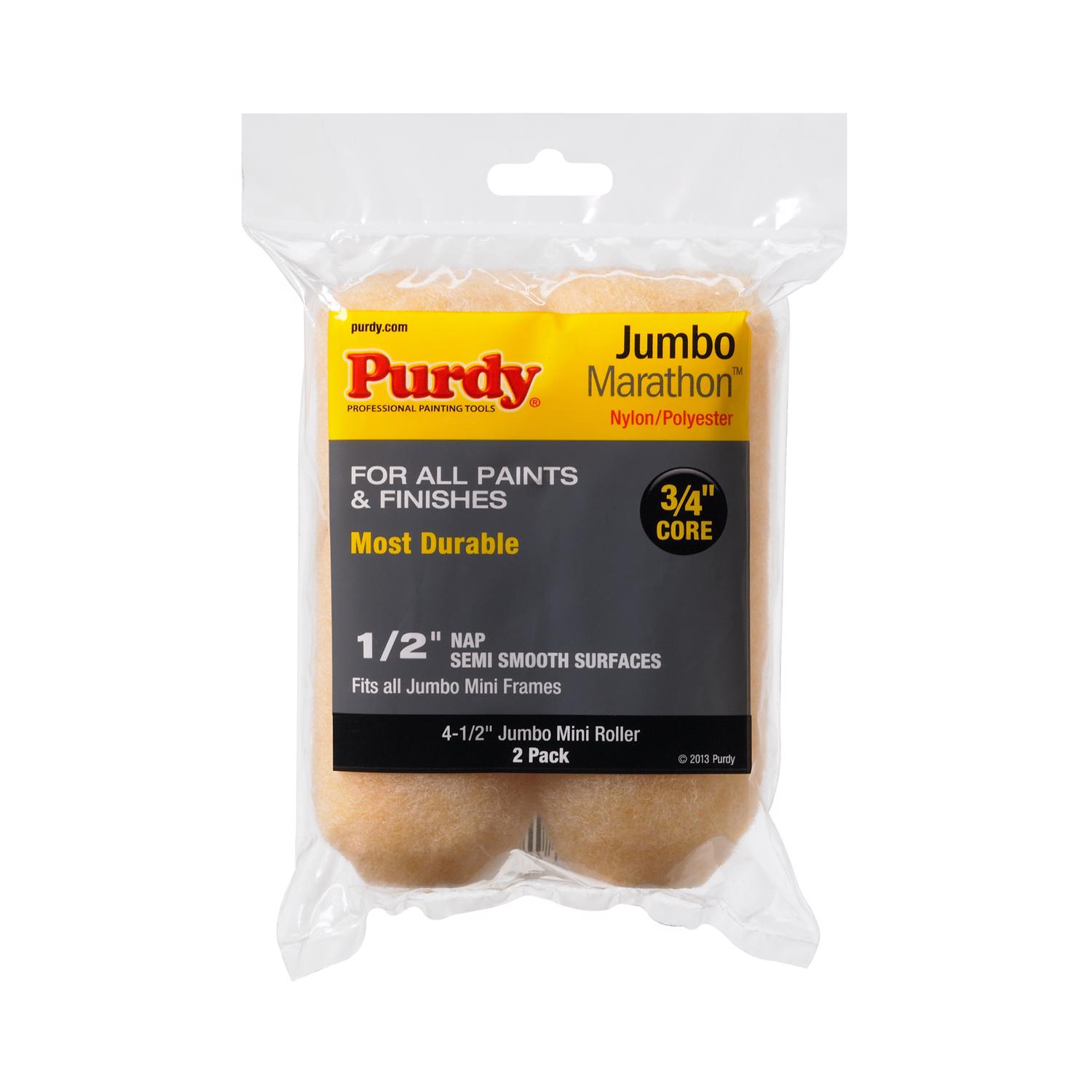 Purdy Marathon Nylon/Polyester 4.5 in. W X 1/2 in. Jumbo Mini Paint Roller Cover 2 pk