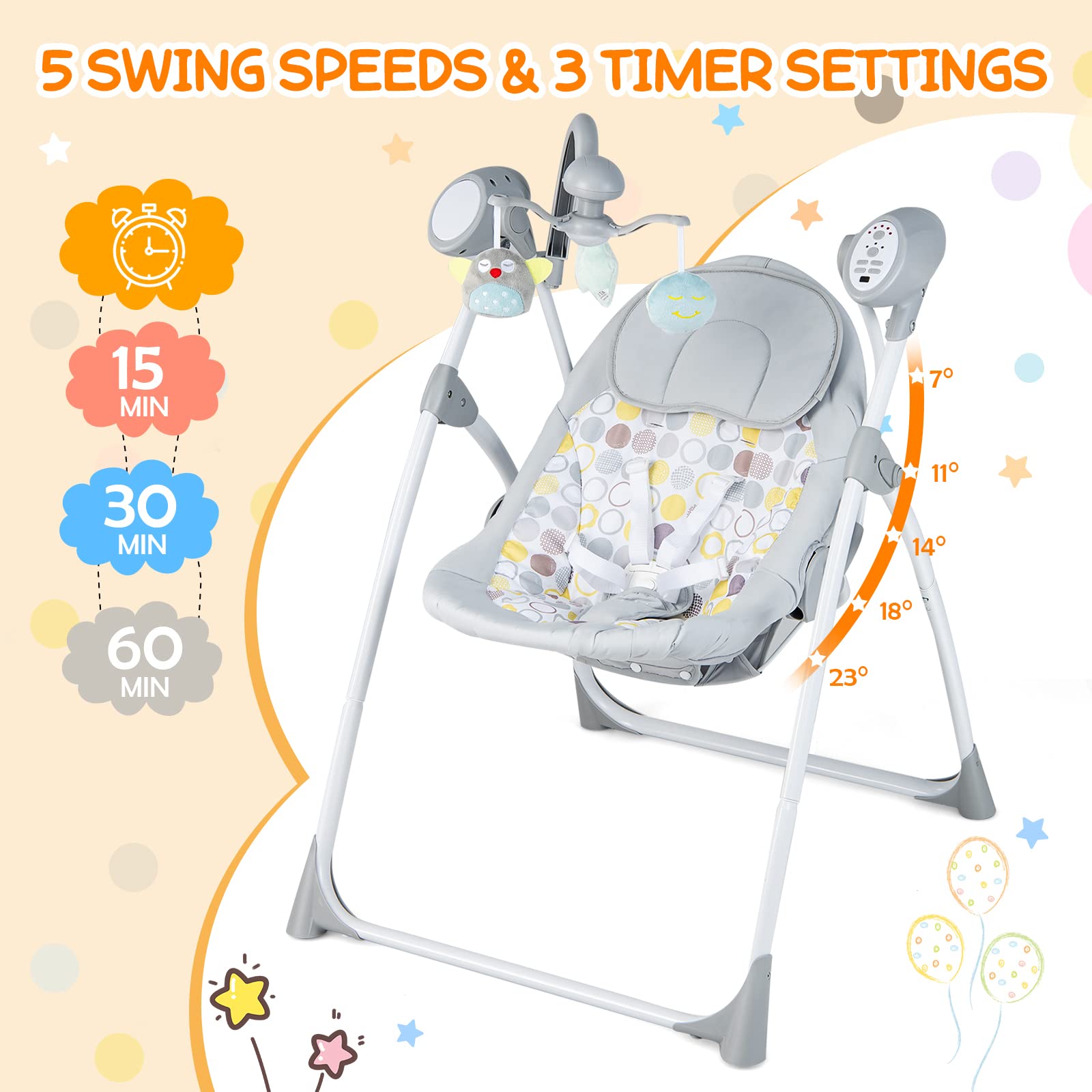 Costzon Baby Swings for Infants, Electric Compact Swing Chair for Toddlers