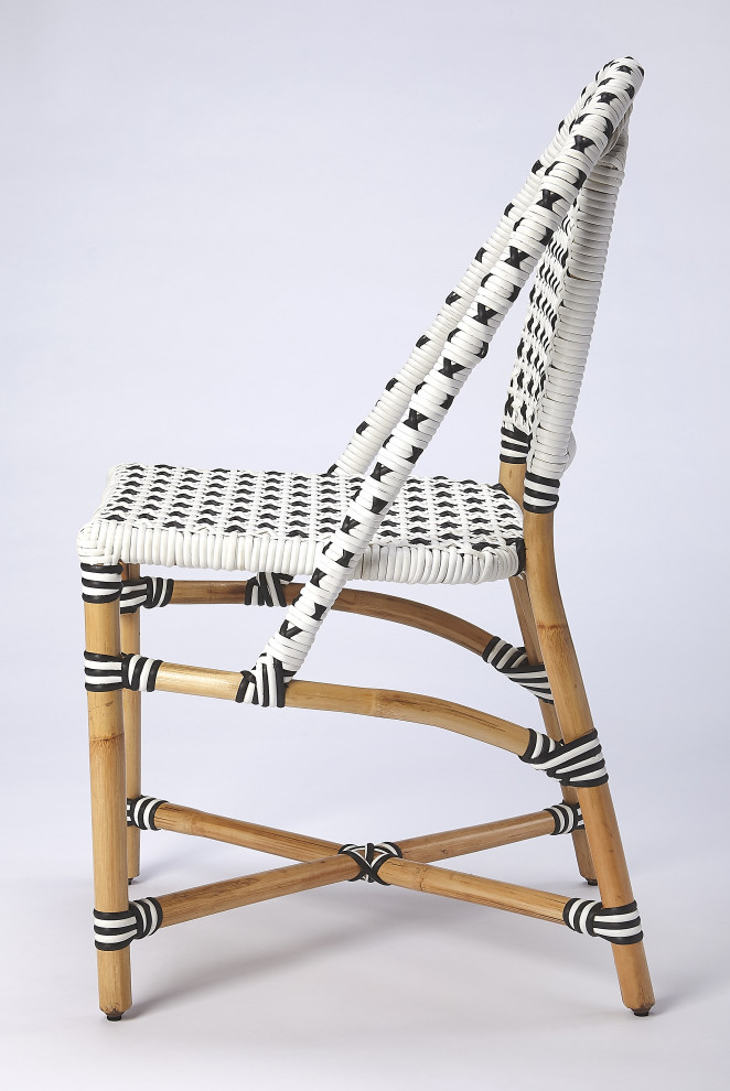 Butler Tenor White  ampBlack Rattan Dining Chair   Tropical   Dining Chairs   by Furniture East Inc.  Houzz