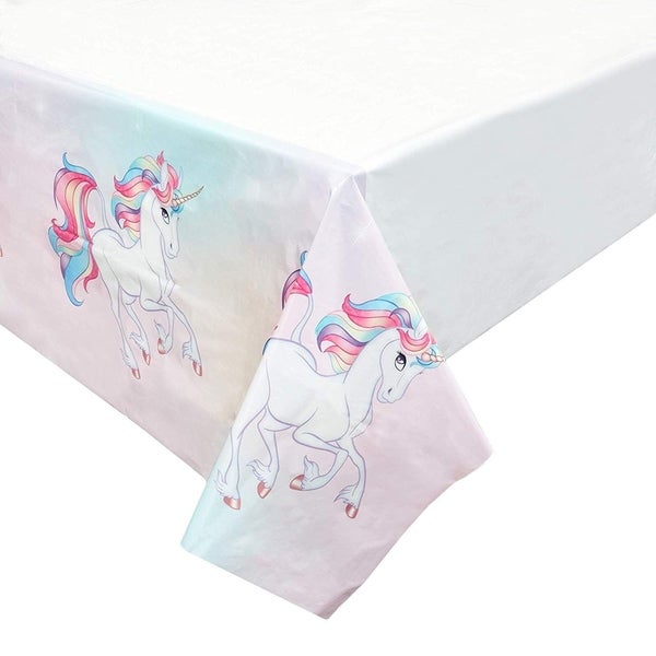 3 Pack Unicorn Theme Birthday Party Tablecloth Table Cover， Party Supplies Favors Decorations for Kids Girls Boys， 54 x 108