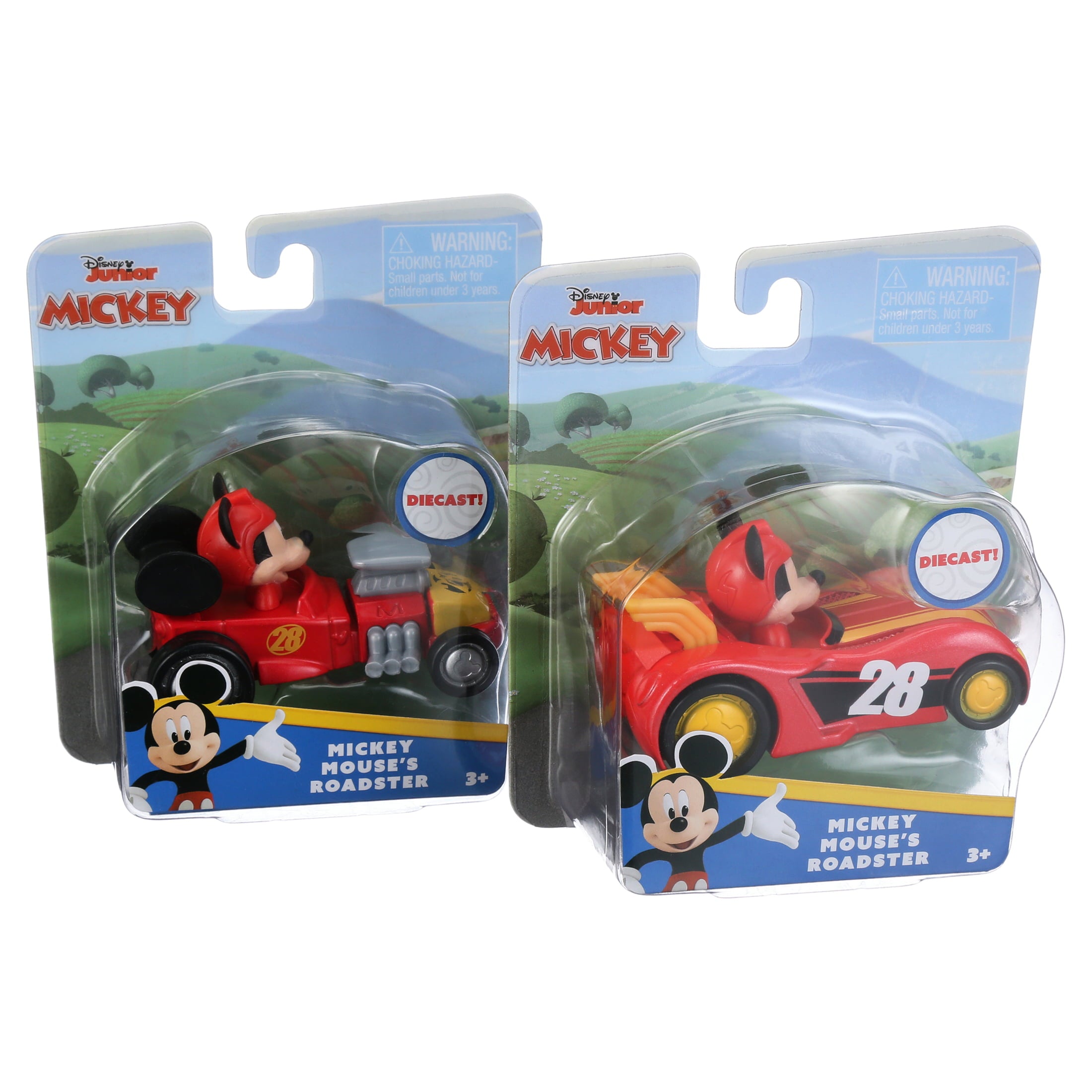 Mickey Mouse Die-Cast Roadster Vehicles 2-Pack， Mickey Mouse 2 Pack，  Kids Toys for Ages 3 Up， Gifts and Presents