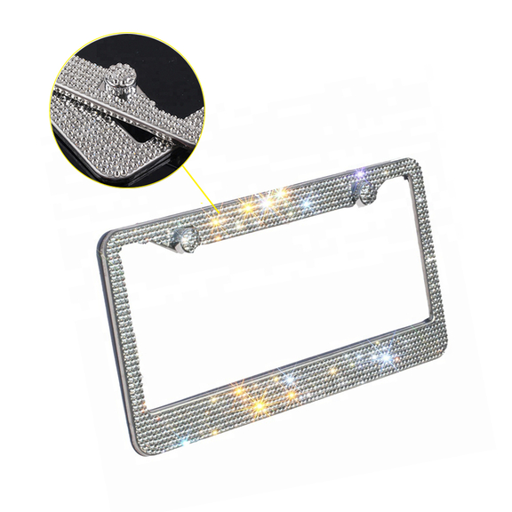 Muka 2 Pack Bling White Rhinestone Metal License P...