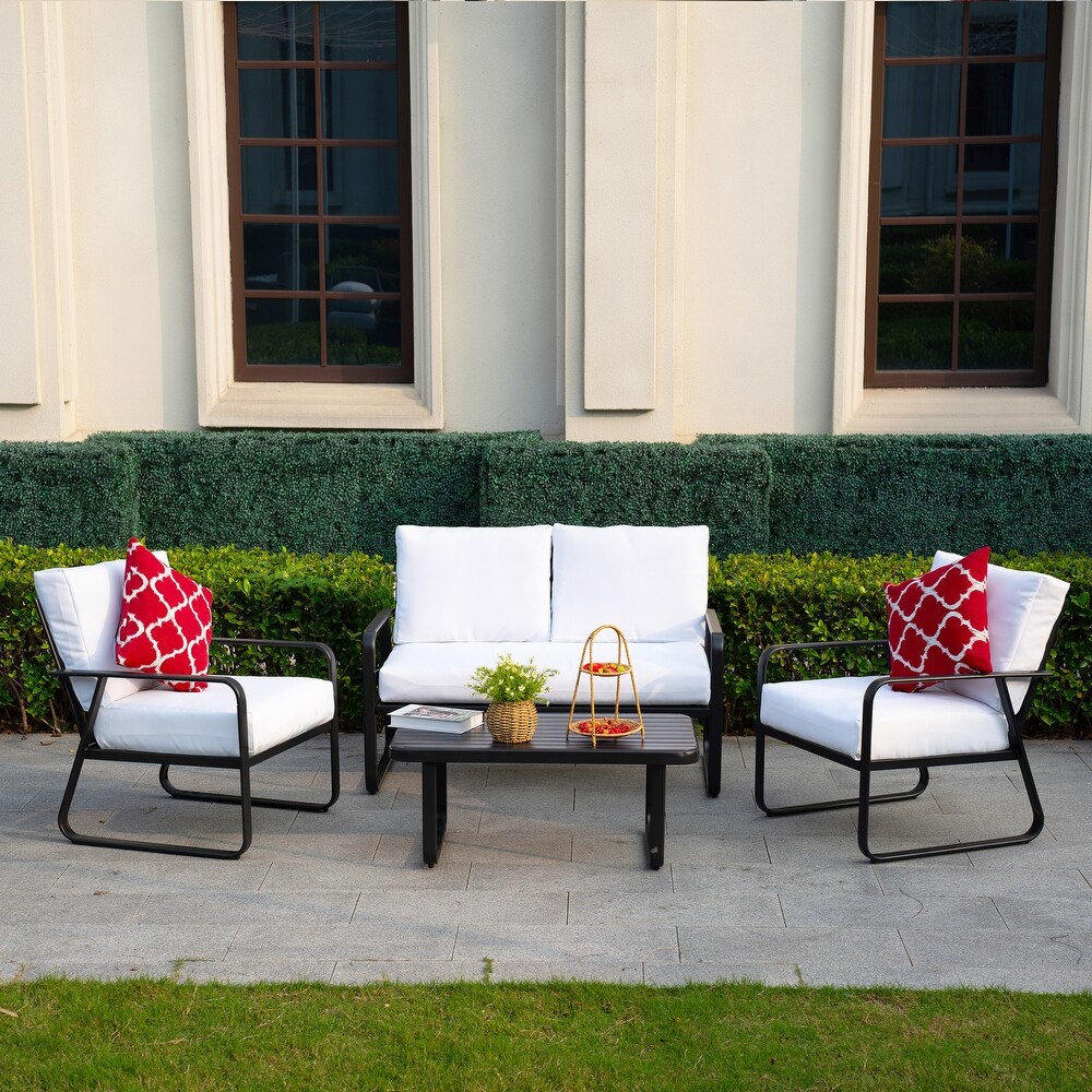 Outdoor Metal Conversation Sofa Set with Cushions (Set of 4) by Tappio   47.6\