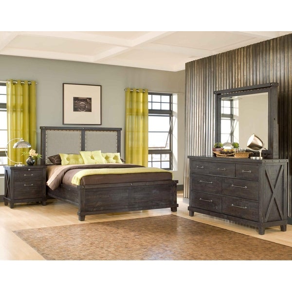 Yosemite Upholstered Panel Bed in Café