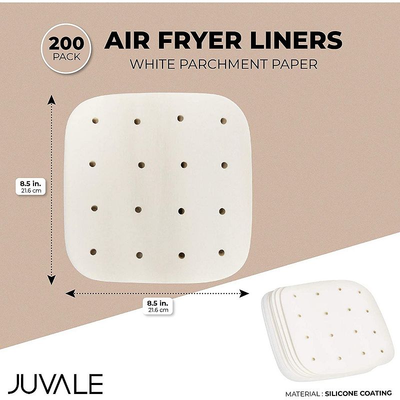 200 Pack Air Fryer Sheet Liners， White Parchment Paper  Squares (8.5 x 8.5 In)