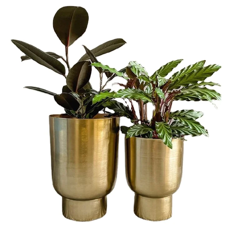 Luxury Gold Metal Planters for Garden Home Decorative Plant Custom Shape Flower Pot New Style Design Floor Planter