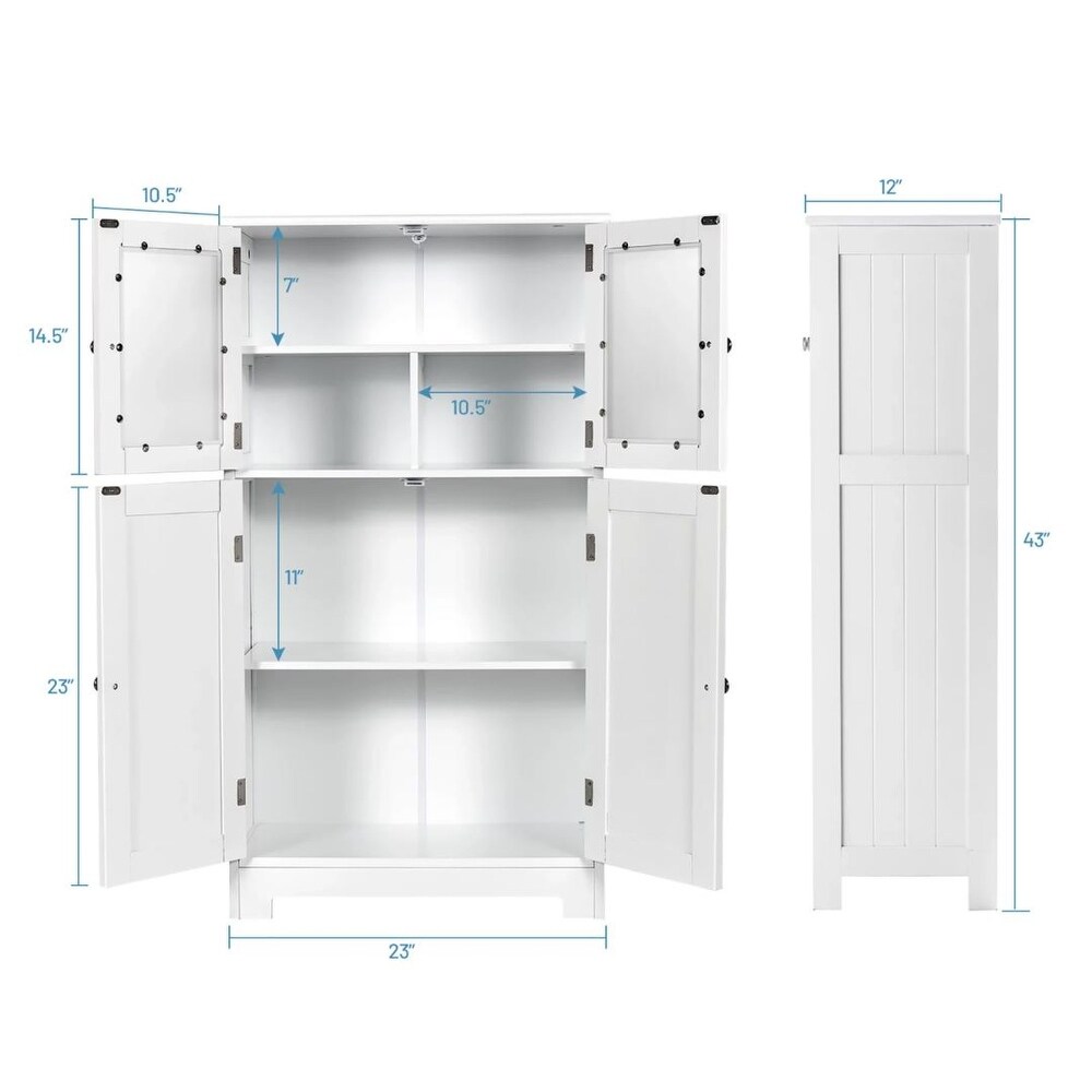 White Floor Storage Cabinet Kitchen Cupboard