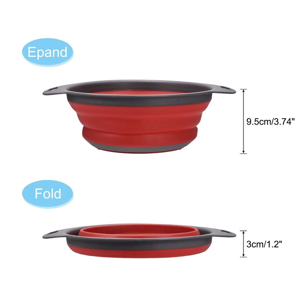 Collapsible Colander  Silicone Round Foldable Strainer with Handle   23.5cm x 14cm x 9.5cm