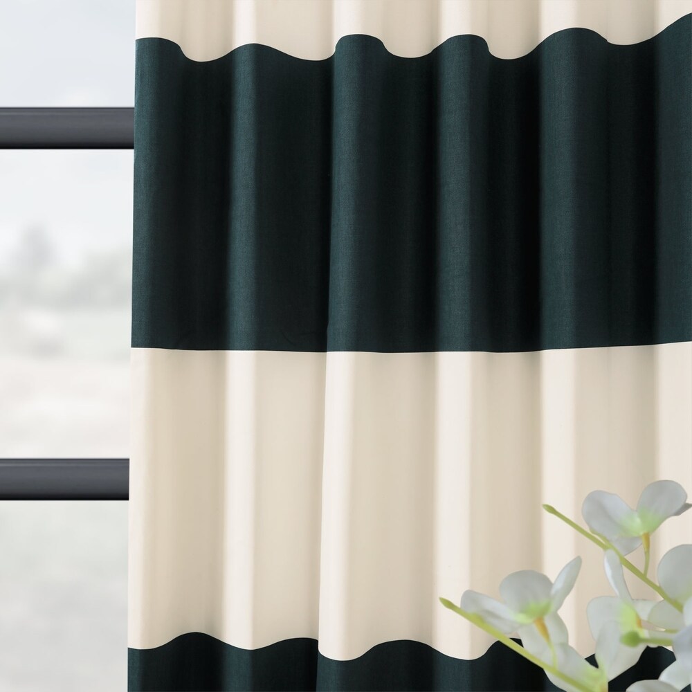 Exclusive Fabrics Cabana Cotton Horizontal Stripe 96 inch Curtain (1 Panel)