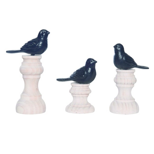 Transpac Wood 8 5 In Multicolor Spring Bird Decor On Stand Set Of 3