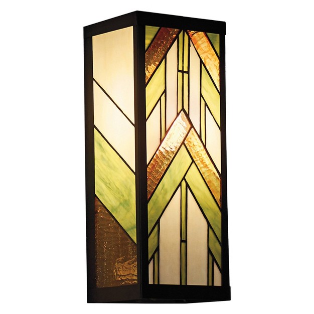 Stained Glass 1 light Rectangular Mission Style Outdoor Light Wall Sconce River Of Goods