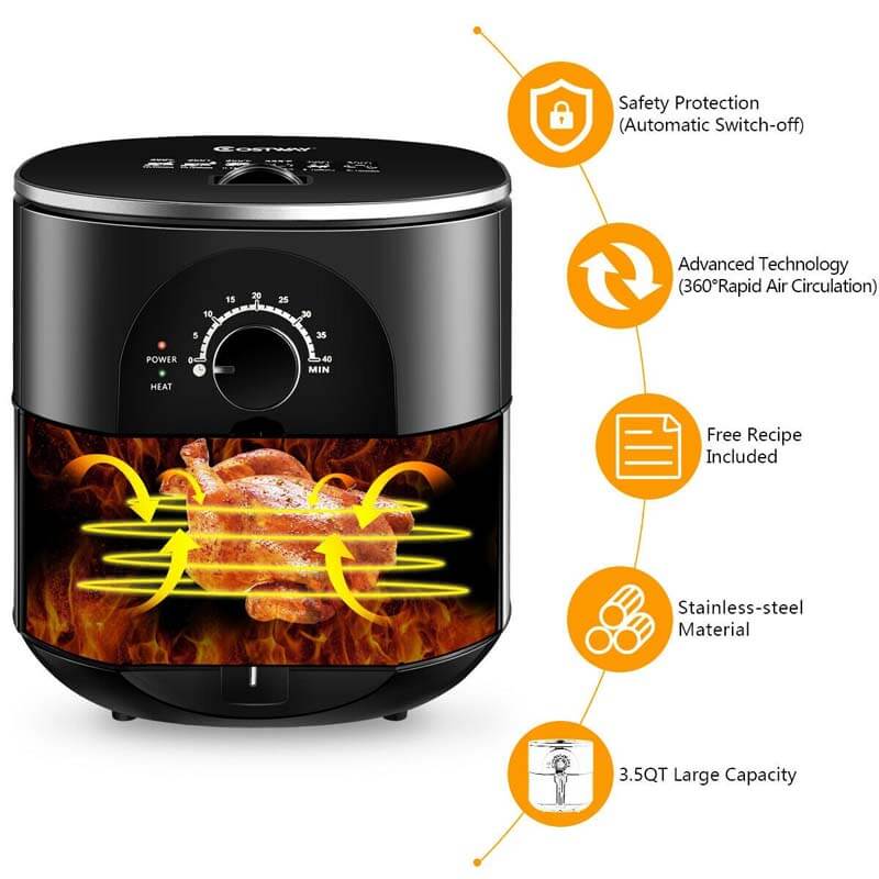 1300W 3.5QT Electric Stainless Steel Air Fryer