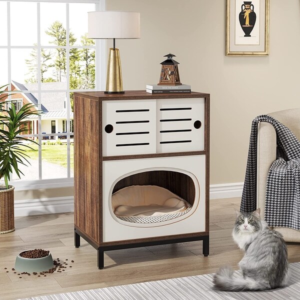 Cat Litter Box Enclosure， Cat House Side Table， Cat Furniture