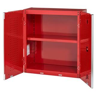 Husky Ready-to-Assemble 24-Gauge Steel Wall Mounted Garage Cabinet in Red (28 in. W x 29 in. H x 12 in. D) G2802WR-US