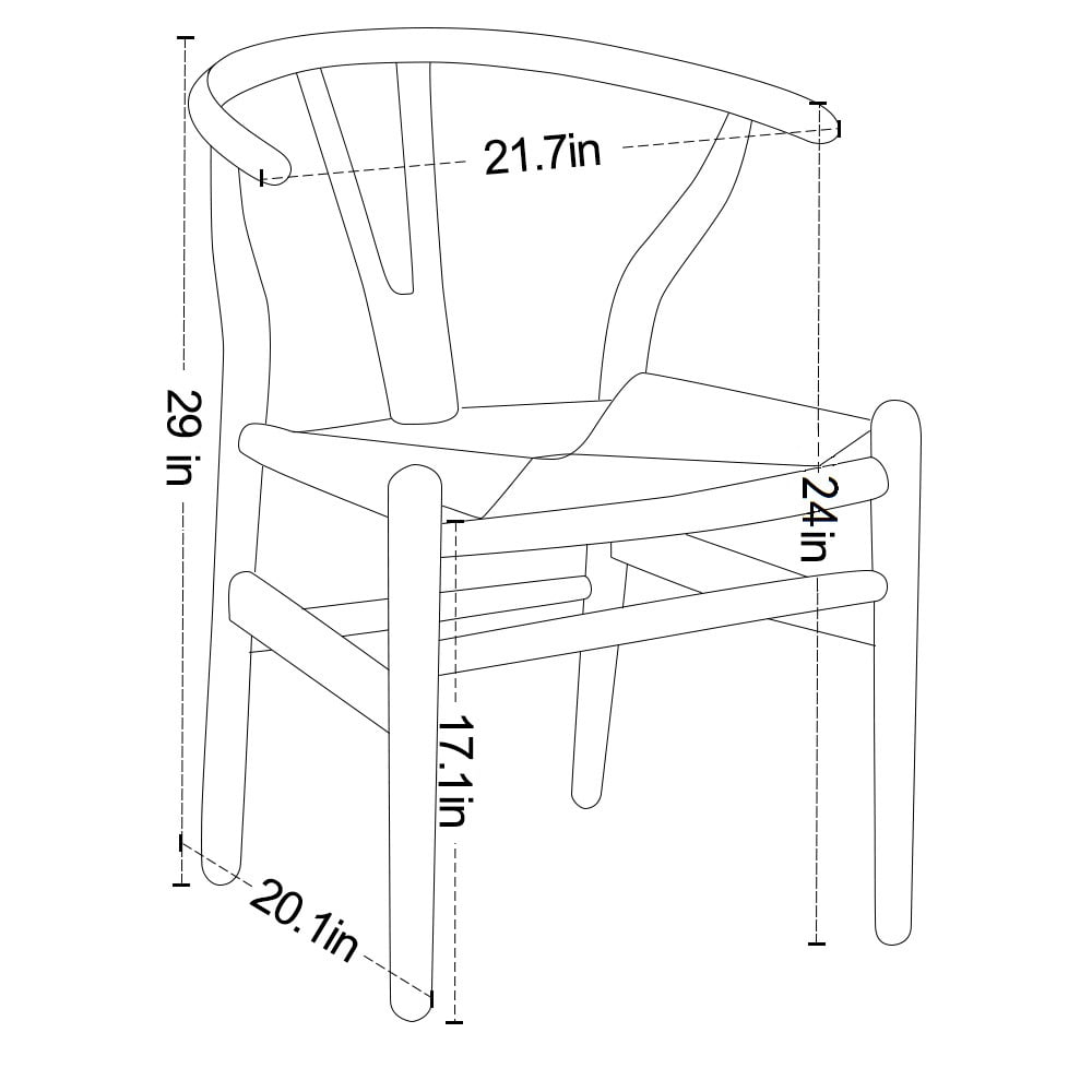 Tomile Mid Century Modern black wood wishbone dining chair， Solid Wood Chair for kitchen and Office(black rattan seat)