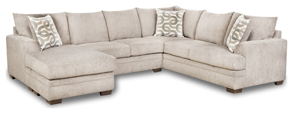 Catania 2 Piece Sectional with Accent Pillows in Cream Finish   Transitional   Sectional Sofas   by Homesquare  Houzz