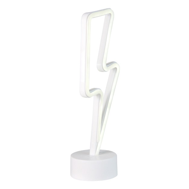 Battery Operated Neon Style Led Lightening Bolt Table Light White