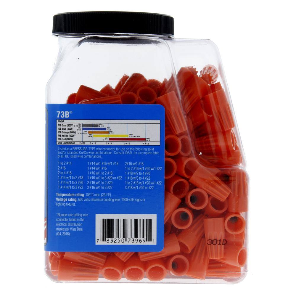 IDEAL 73B Orange WIRE-NUT Wire Connectors (250-Pack) 30-1073J