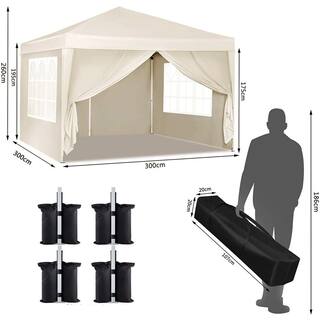 10 ft. x 10 ft. EZ Pop Up Canopy Outdoor Portable Party Folding Tent with Sidewalls + Carry Bag W120542723