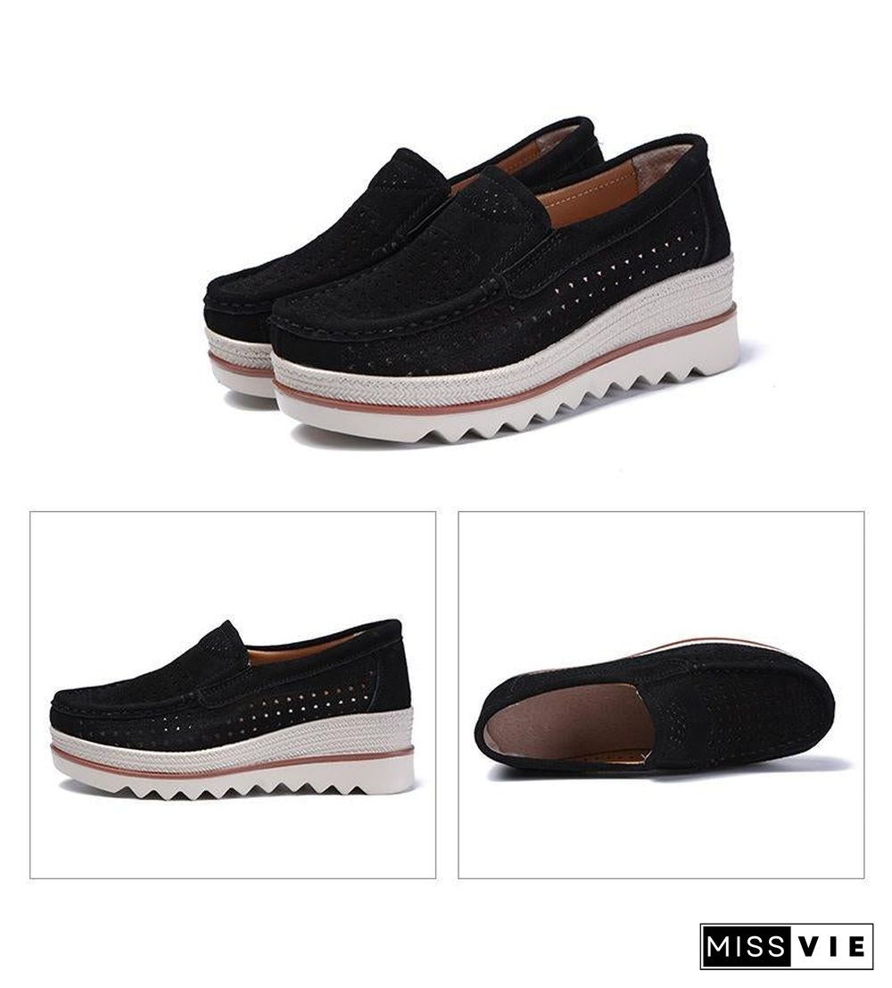 Women Shoes Platform Sneakers Slip on Flats Loafers Moccasins Hollow Out Casual Shoes