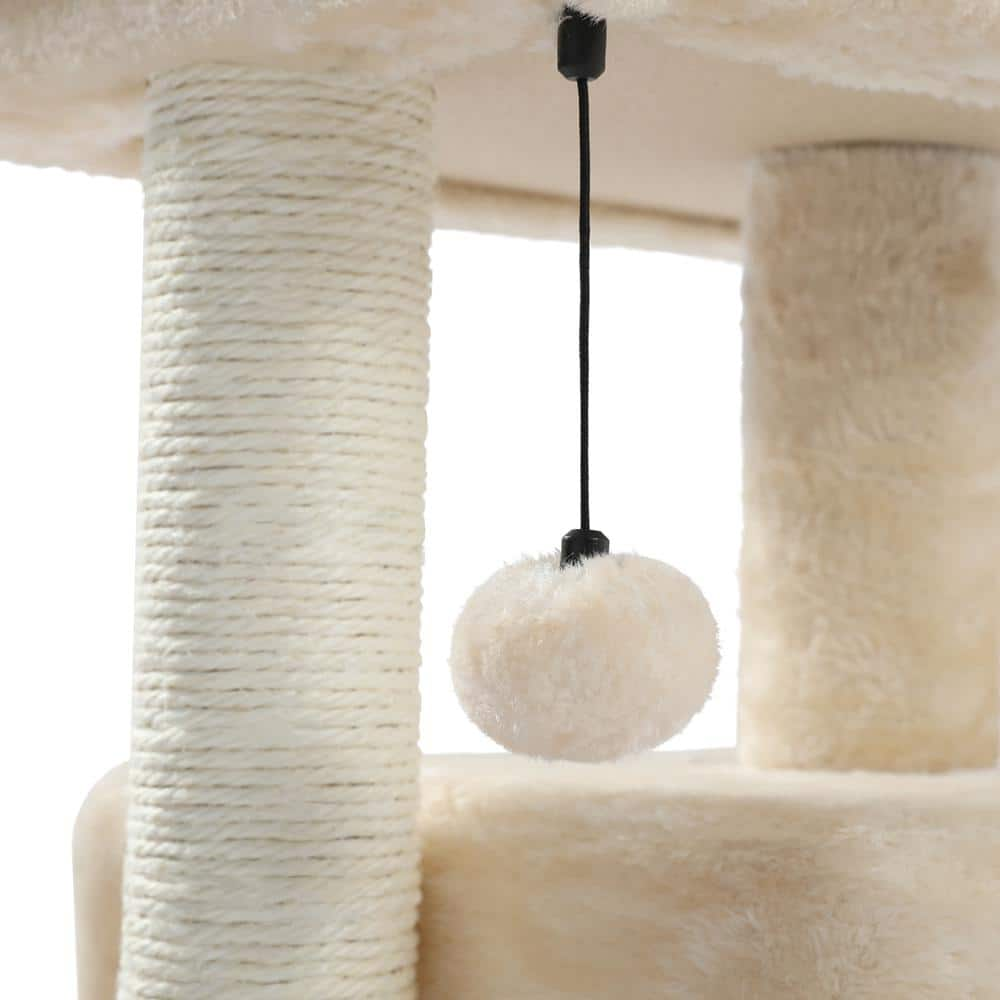 Foobrues 28.40 in. H Cat Scratching Posts and Trees with Condos and Spacious Perch in Beige LNN-P23168298