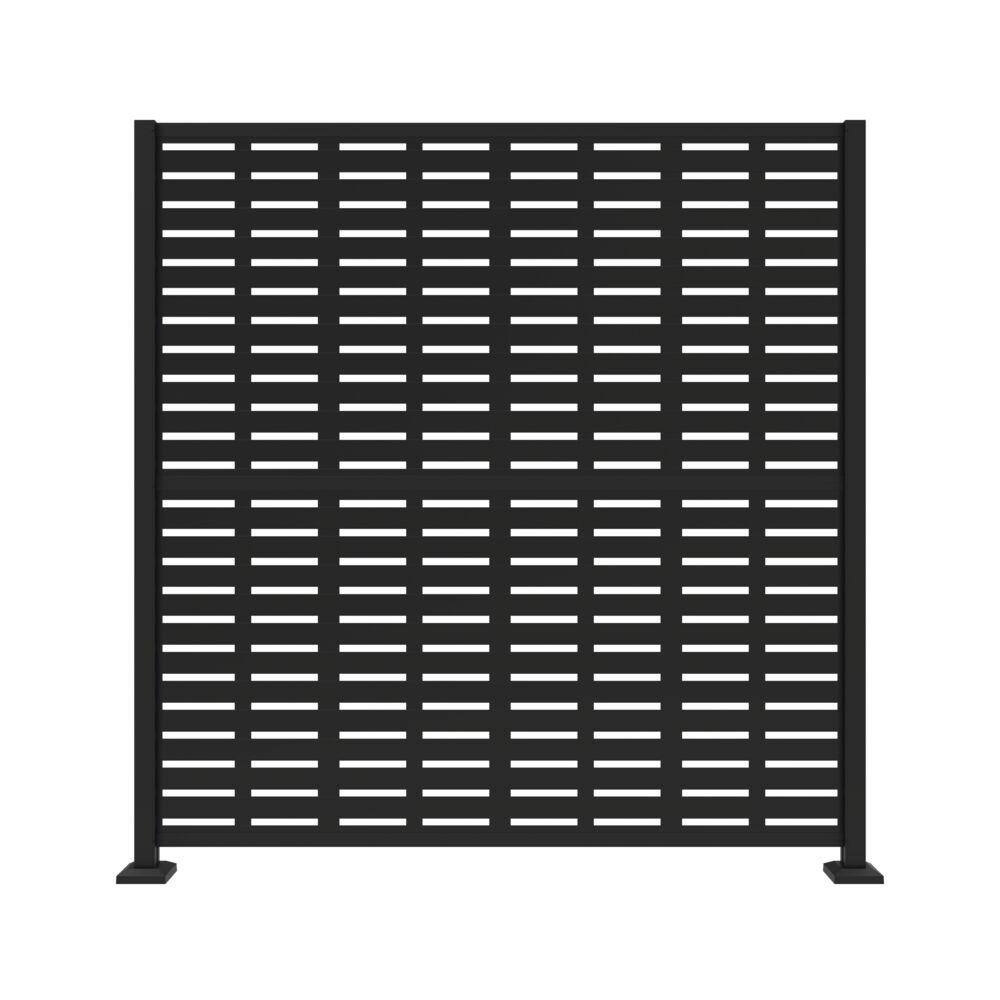 Barrette Outdoor Living 6 ft. x 6 ft. Matte Black Metal Decorative Screen Panel Frame Kit with Boardwalk Black 73032562