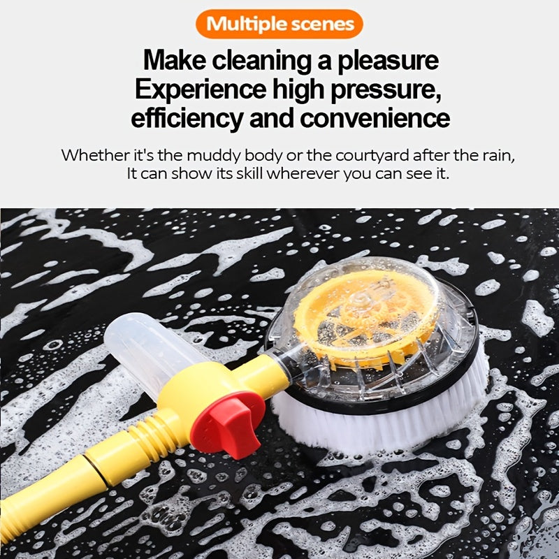 Car Wash Brush Cleaning Kit 360° Spin Car Mop Microfiber Car Cleaning Brush Detachable Extendable Scrub Brush Garden Hose Spray Nozzle Spray Gun