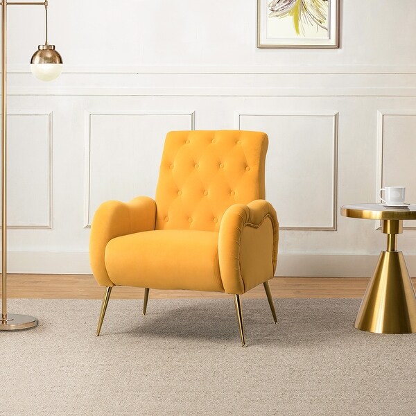 Calymne Modern Upholstered Armchair with Button-tufted Back by HULALA HOME