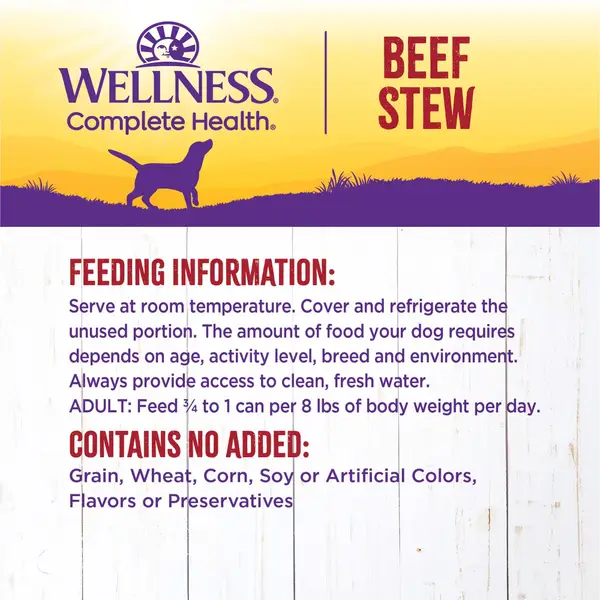 Wellness 12.5 oz Beef Stew Thick and Chunky Natural Grain Free Canned Dog Food