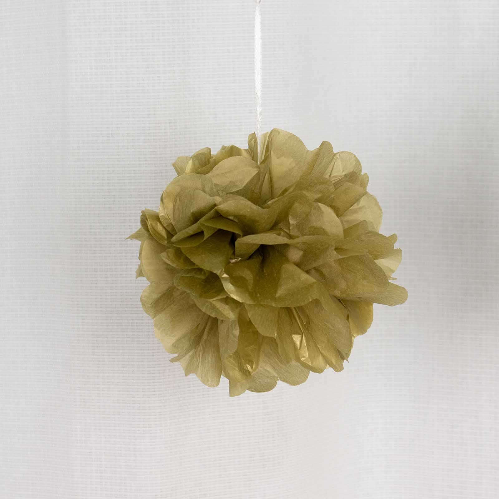 6 Pack Gold Tissue Paper Pom Poms Flower Balls, Ceiling Wall Hanging Decorations 6