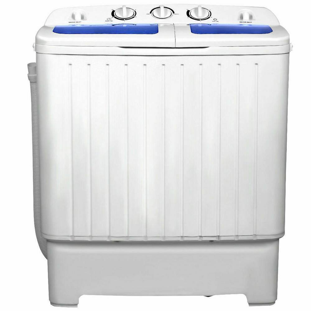 Gymax 1.6 cu. ft. Compact Portable Top Load Washer Machine Twin Tub 20 lbs. Washer Spinner Home Dorm in White GYM06034