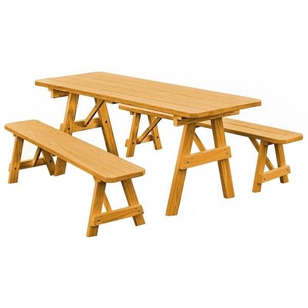 Pine 6' Traditional Picnic Table with 2 Benches