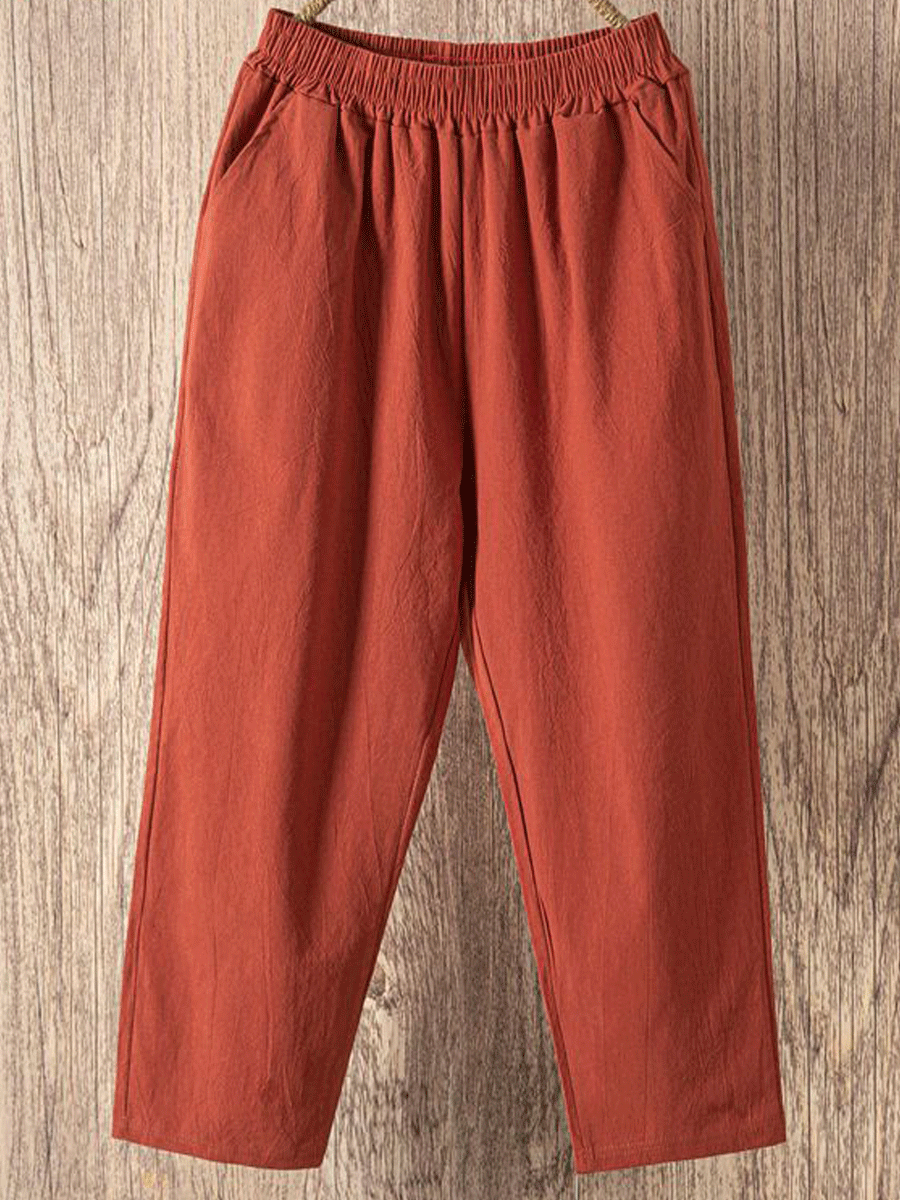 Cropped Cotton Harem Casual Pants