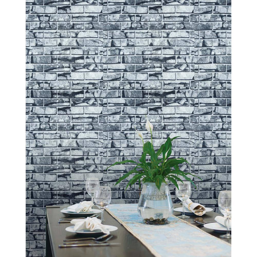 Dundee Deco Falkirk Jura III 14 in. x 28 in. x 30 in. Peel  Stick White Grey Faux Stone PE Foam Decorative Wall Paneling (10-Pack) JNHDZWH83-10