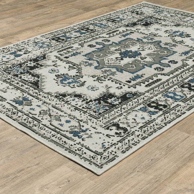 Trinity Distressed Traditional Patio Area Rug Beige gray Captiv8e Designs