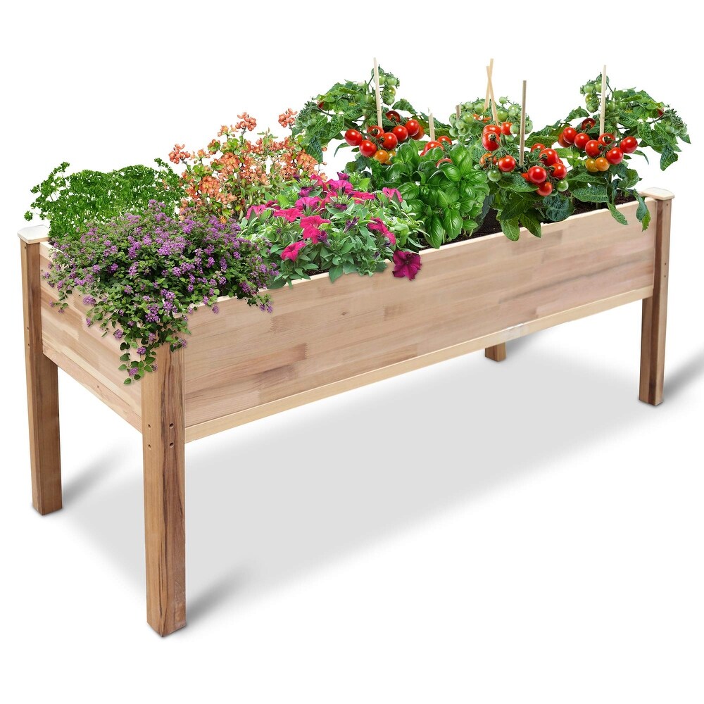 Jumbl Cedar Wood Raised Garden Bed   Herb Planter Box