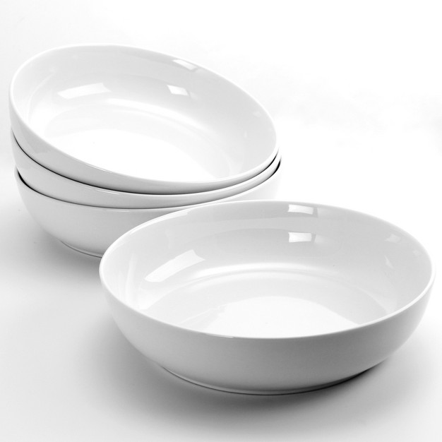 Gibson Home 4 Piece Extra Wide 8 5 In Stoneware Dinner And Serving Bowls In White