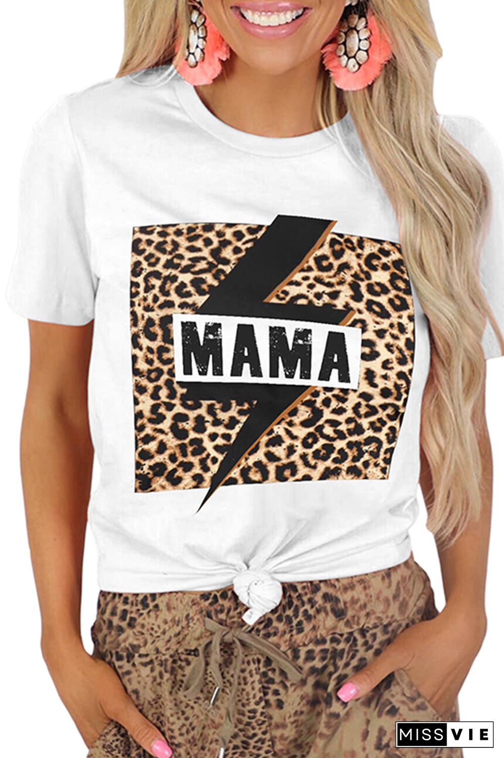 Mama Print Graphic Tees for Women Wholesale Short Sleeve T shirts Top