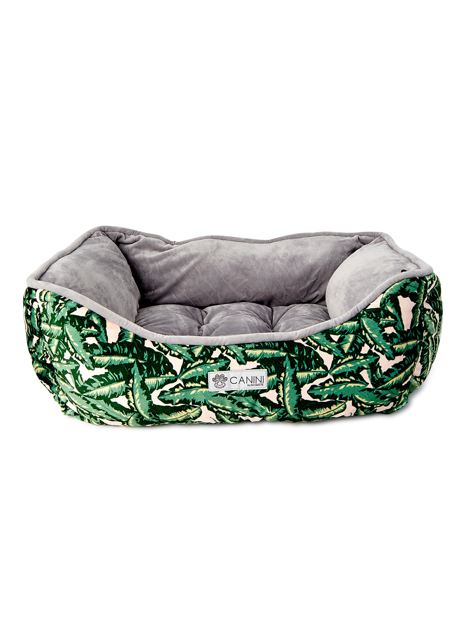 CANINI by Baguette Reversible Micro-Plush Dog Bed for Small-Sized Breeds, Leaf Print