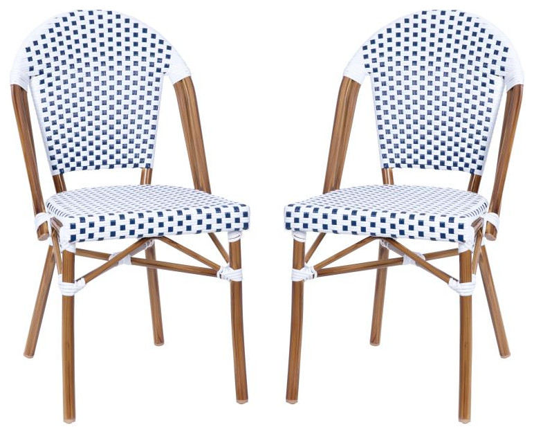 Lourdes Indoor/Outdoor French Bistro Stacking Chairs  Set of 2   Tropical   Outdoor Dining Chairs   by clickhere2shop  Houzz