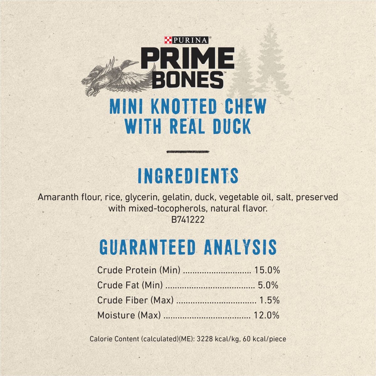 Prime Bones Natural Mini Knotted Dog Chews with Real Duck Dog Treat