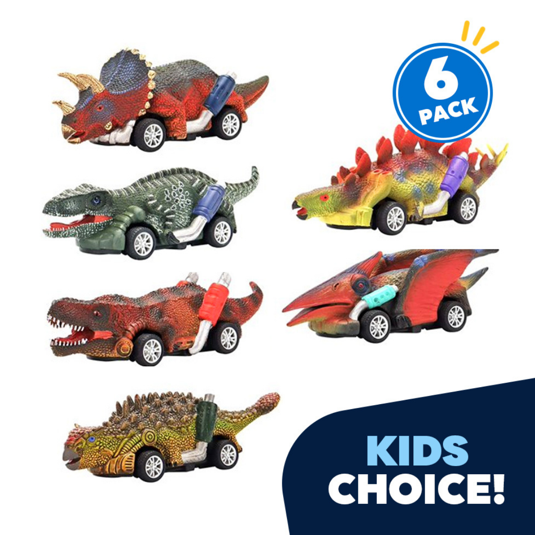 Jeexi Dinosaur Toy Pull Back Cars， 6 Pack Dino Toys for 3 Year Old Boys and Toddlers， Boy Toys Age 3，4，5 and Up， Pull Back Toy Cars， Dinosaur Games with T-Rex