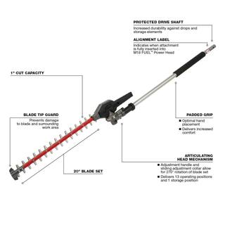 MW M18 FUEL QUIK-LOK 10 in. Pole Saw and Articulating Hedge Trimmer Attachments with QUIK-LOK 3 ft. Attachment Extension 49-16-2720-49-16-2719-49-16-2721