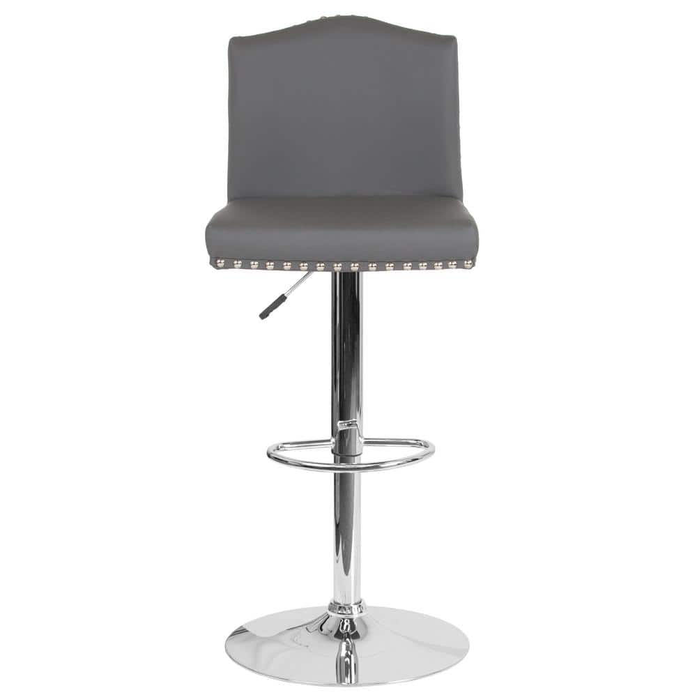 Carnegy Avenue 32.5 in. Adjustable Height Gray Leather Bar Stool CGA-DS-231711-GR-HD