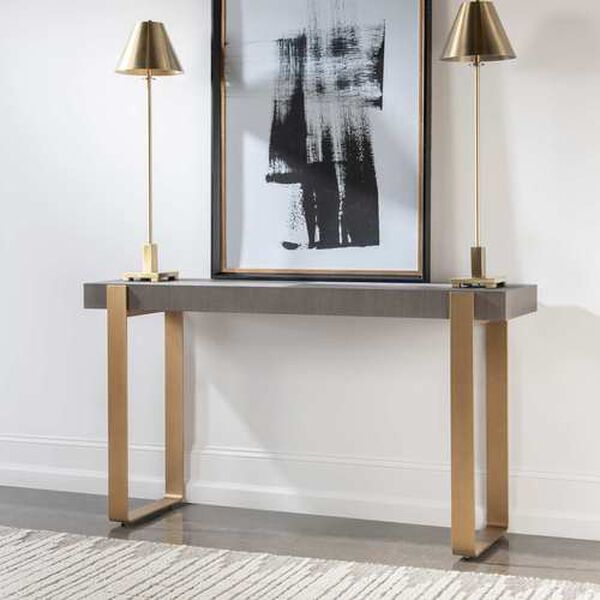 Kea Dark Walnut and Light Gray Console Table