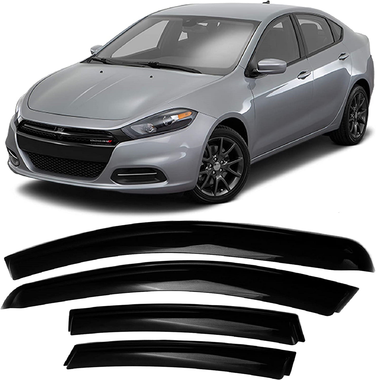 JSP Window Vent Visor For Dodge Dart 2013-2016 Tape-On Rain Guard Deflector