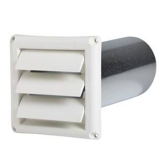 Louvered 4 in. White Hood with Air Tight Pipe Dryer Vent ATSVHAW412